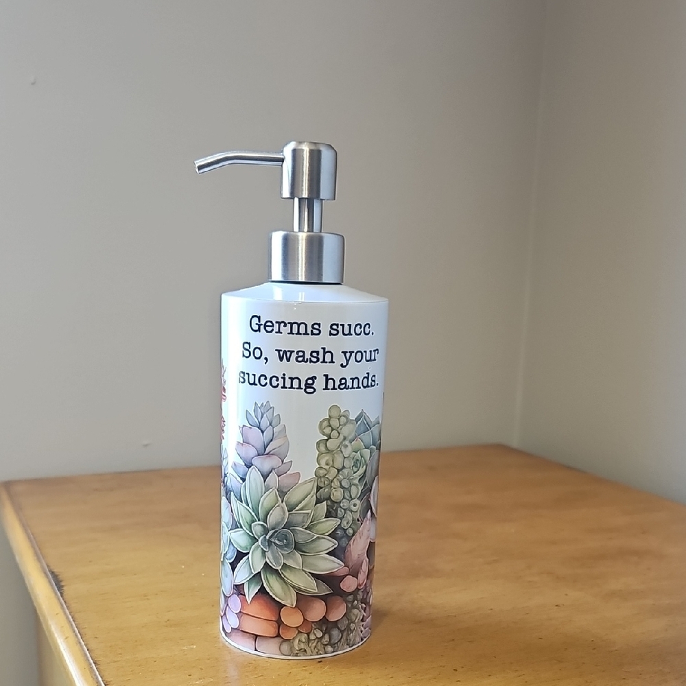 Floral Soap Dispenser with Fun Text